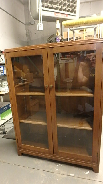 Wooden 3 Shelf Cabinet with 2 Glass Doors