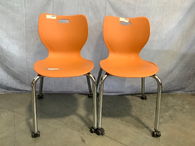 Lot of 2 Orange Rolling Office Chairs