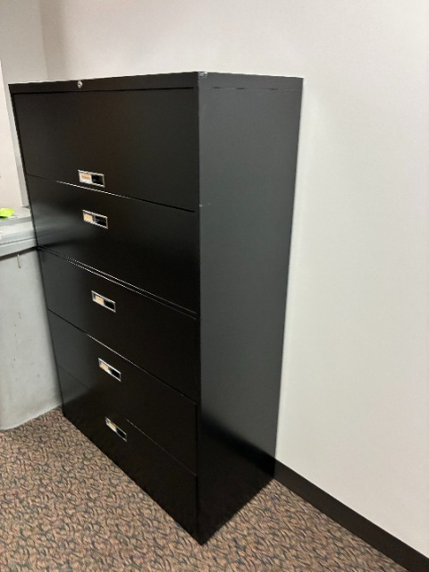 5 Drawer Black Filing Cabinet