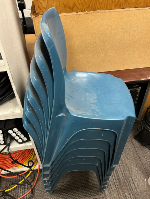 Set of 6 Blue Plastic Chairs