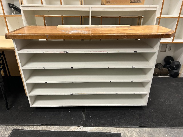 White Shelving Unit with Wooden Top